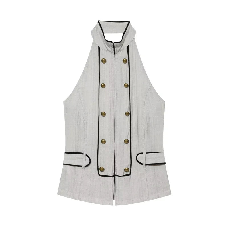 Elegant Backless Halter Top for Women by Guobioziy