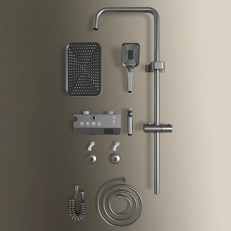 Black and White Gray Shower Set with Digital LED Display