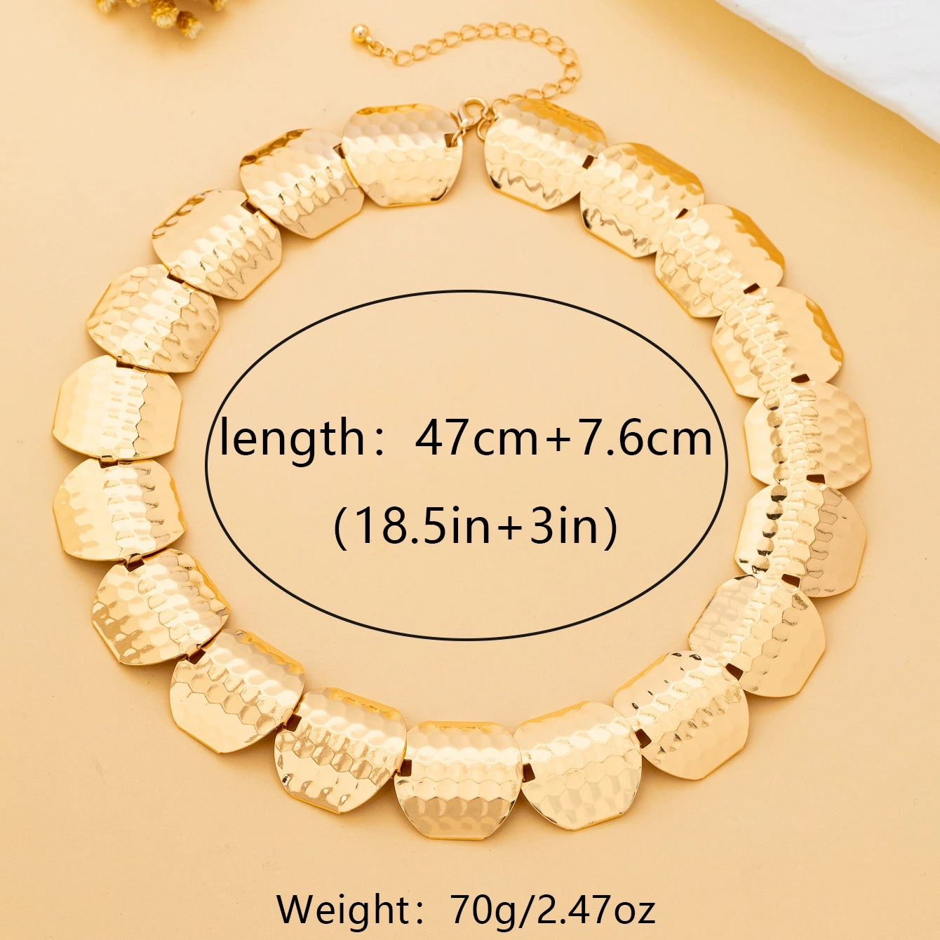 Geometric Round Metal Necklace for Women, Minimalist Style