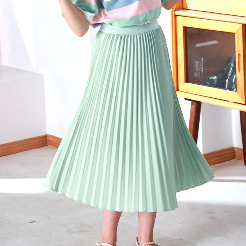 Girls White A-Line Pleated Skirt for Summer School Wear