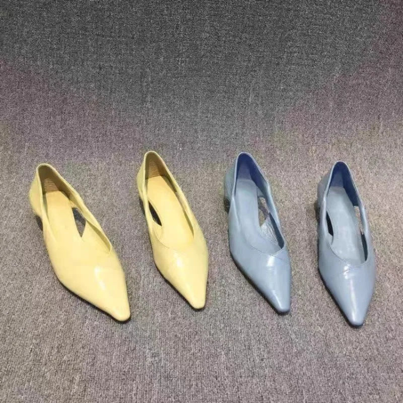 Elegant Blue Slip-On Moccasins for Women with Low Heel