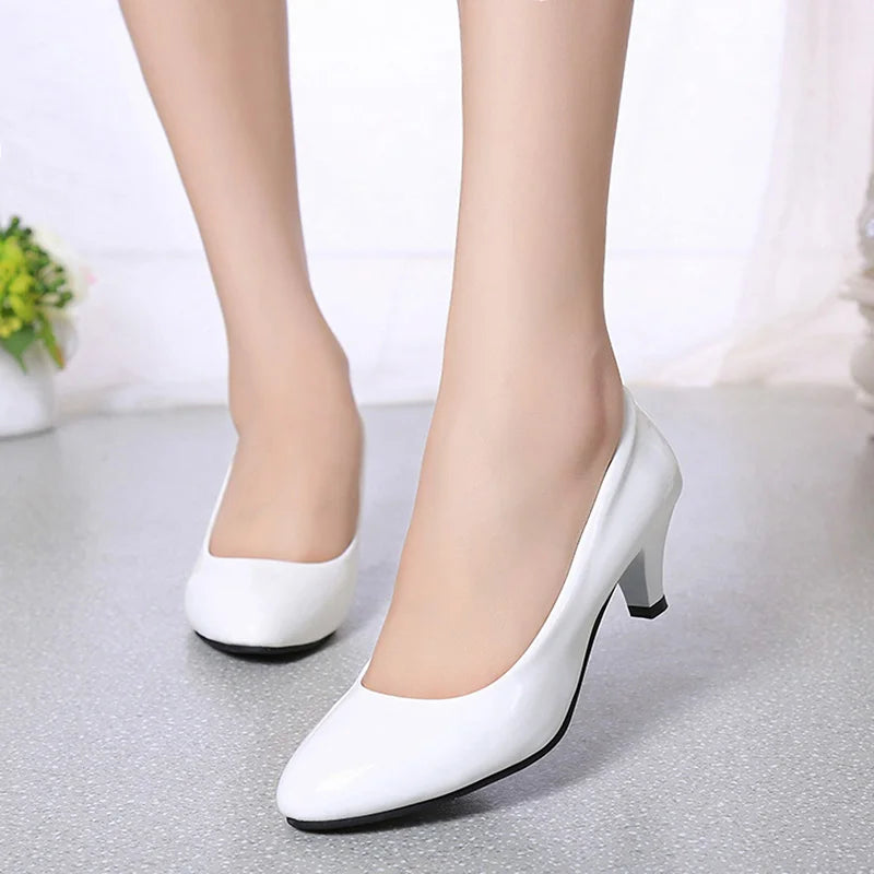 Elegant Medium High Heeled Women's Office Pumps in PU