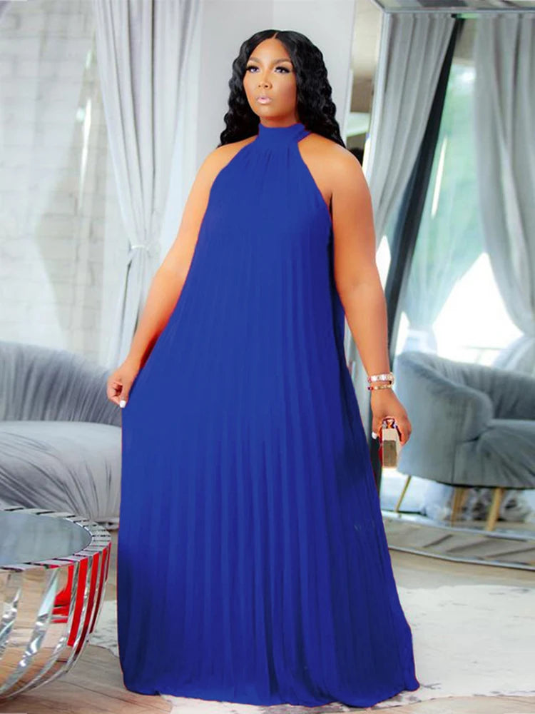 Elegant Plus Size Chiffon Halter Dress for Women