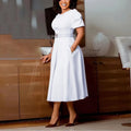 Professional Women's A Line Office Dress Mid Calf Polyester