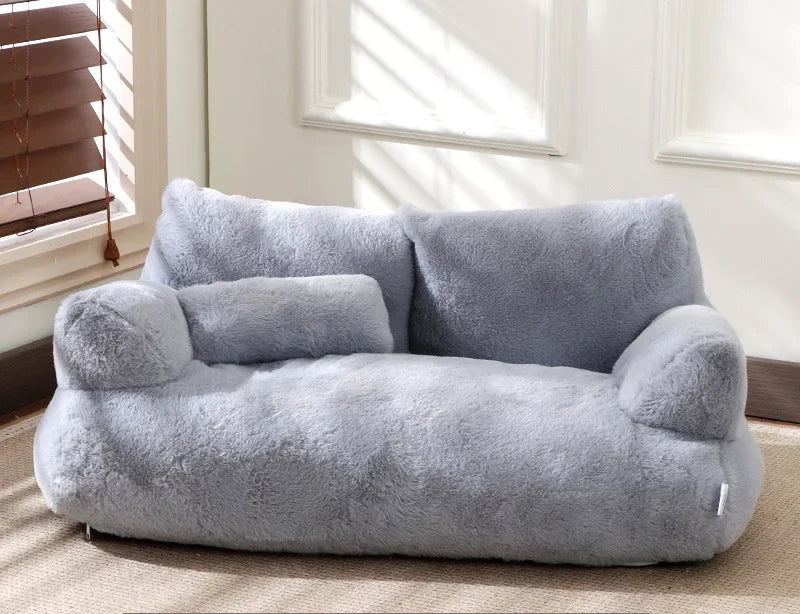 LEZIZI Cat Sofa Plush Crystal Velvet with Cuddle Pillow