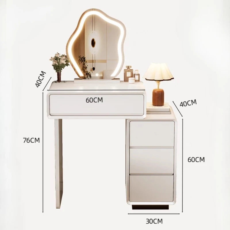 Luxury White Wood Dressing Table with Mirror for Women