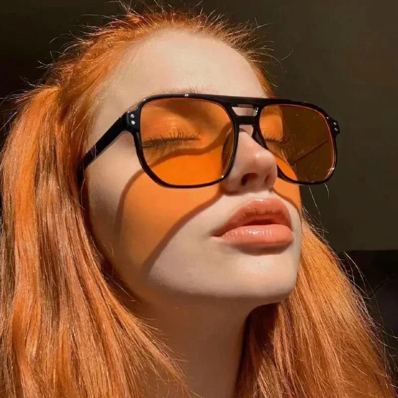 Retro Fashion Unisex Sunglasses with Black Lenses