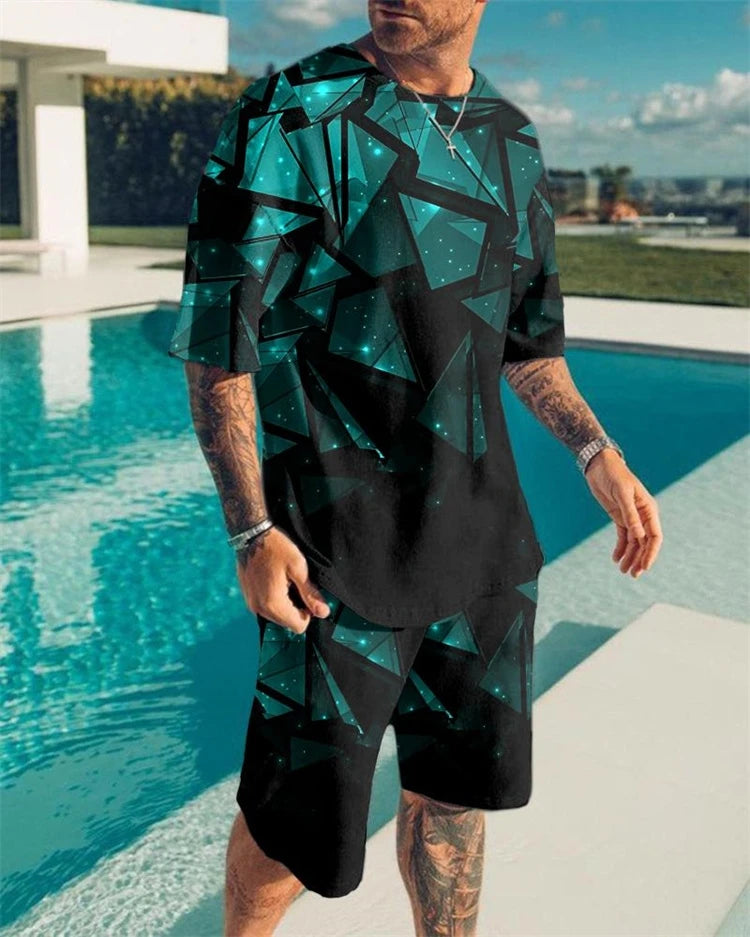Men's Sportswear Trend Men Sets 3D Printed Tracksuits Clothing Casual Shorts+tshirts Set Sweat Suits Summer Tracksuit Men Sets