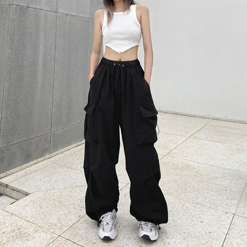 2025 Women's Solid Polyester Cargo Joggers for Sports