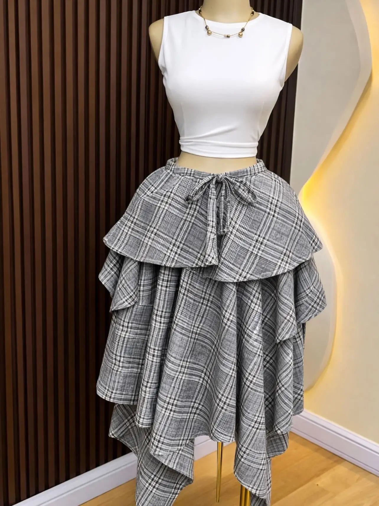 A-Line Mid Length Skirt for Women in Polyester Casual Style