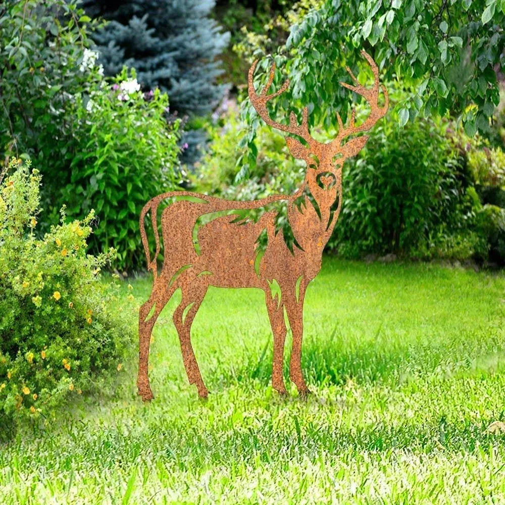 Elegant Metal Deer Garden Statue for Christmas Decoration