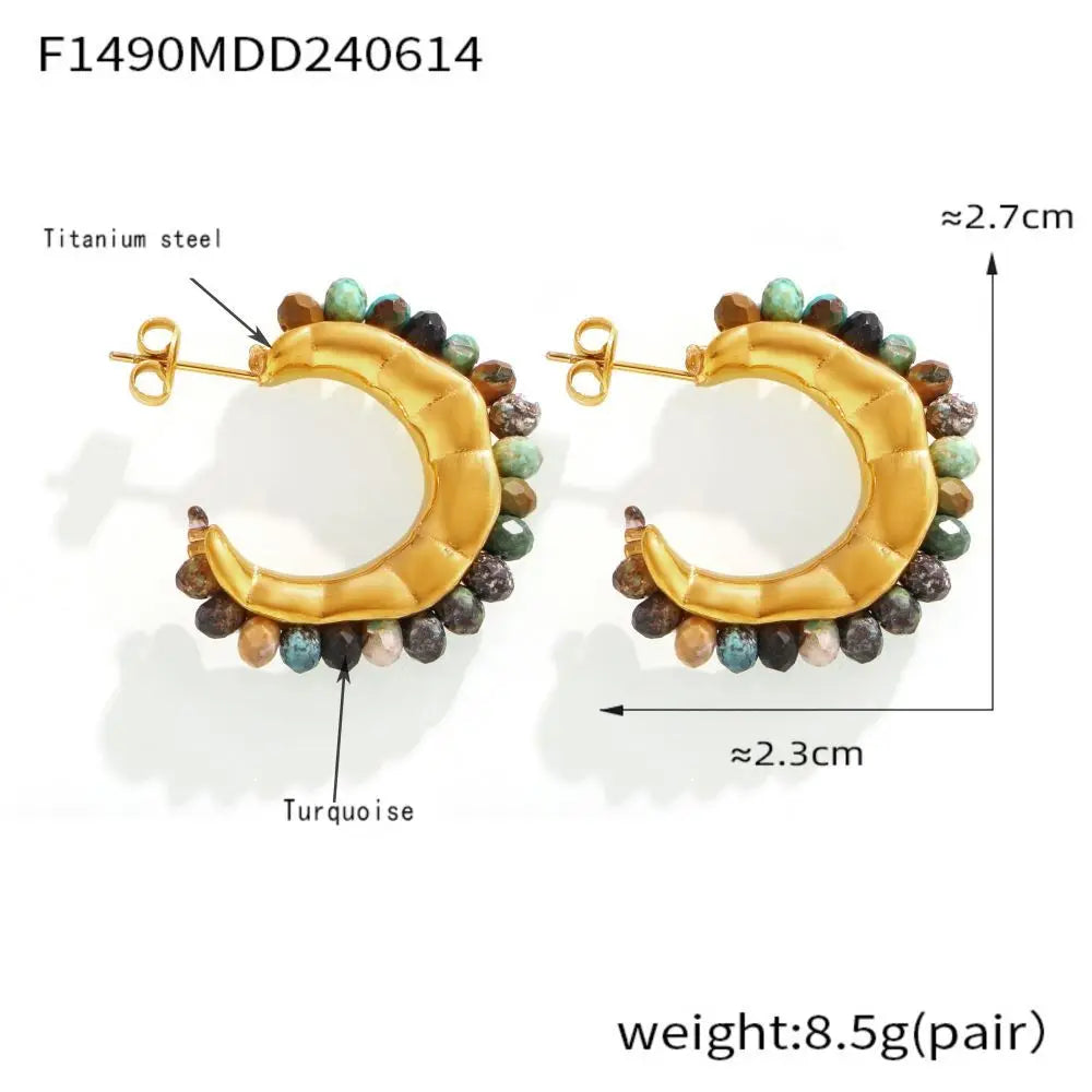 Colorful Stainless Steel Necklace with Irregular Crystal Stones