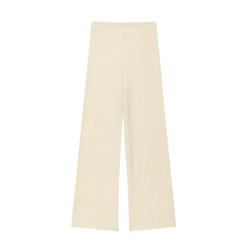 MUJER 2025 Textured Halter Backless Top and High Waist Pants