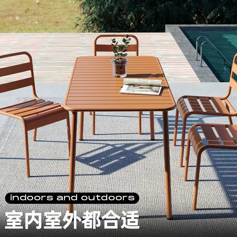 Waterproof Metal Dining Table for Outdoor and Indoor Use