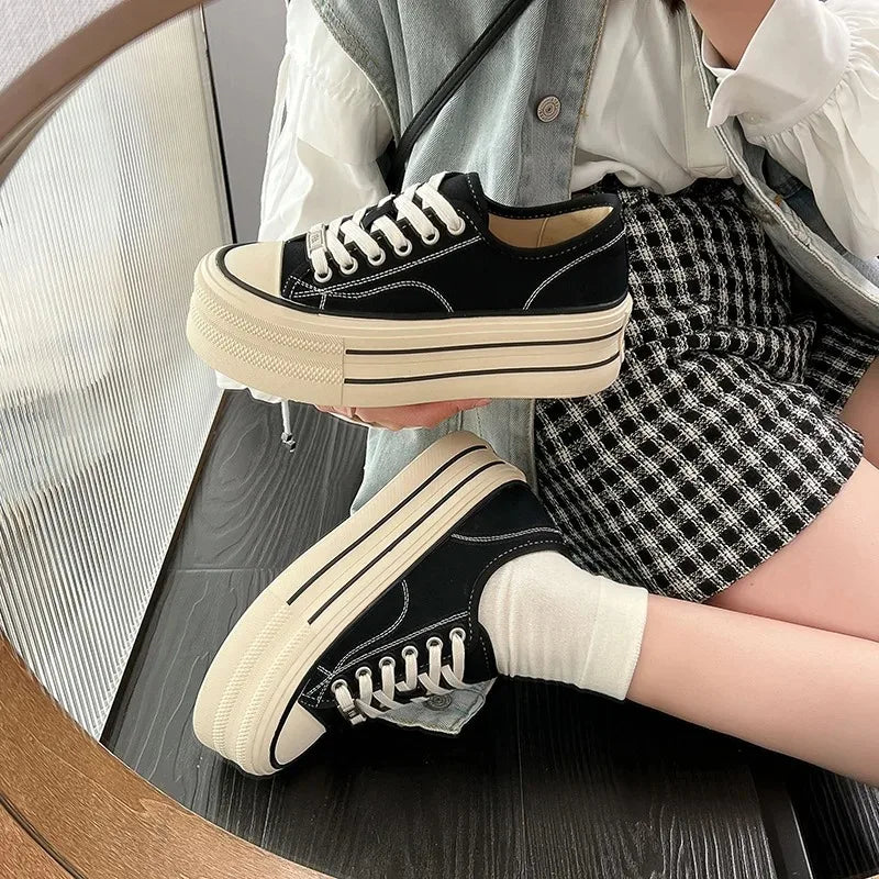 Women's Canvas Platform Sneakers for Summer Casual Wear