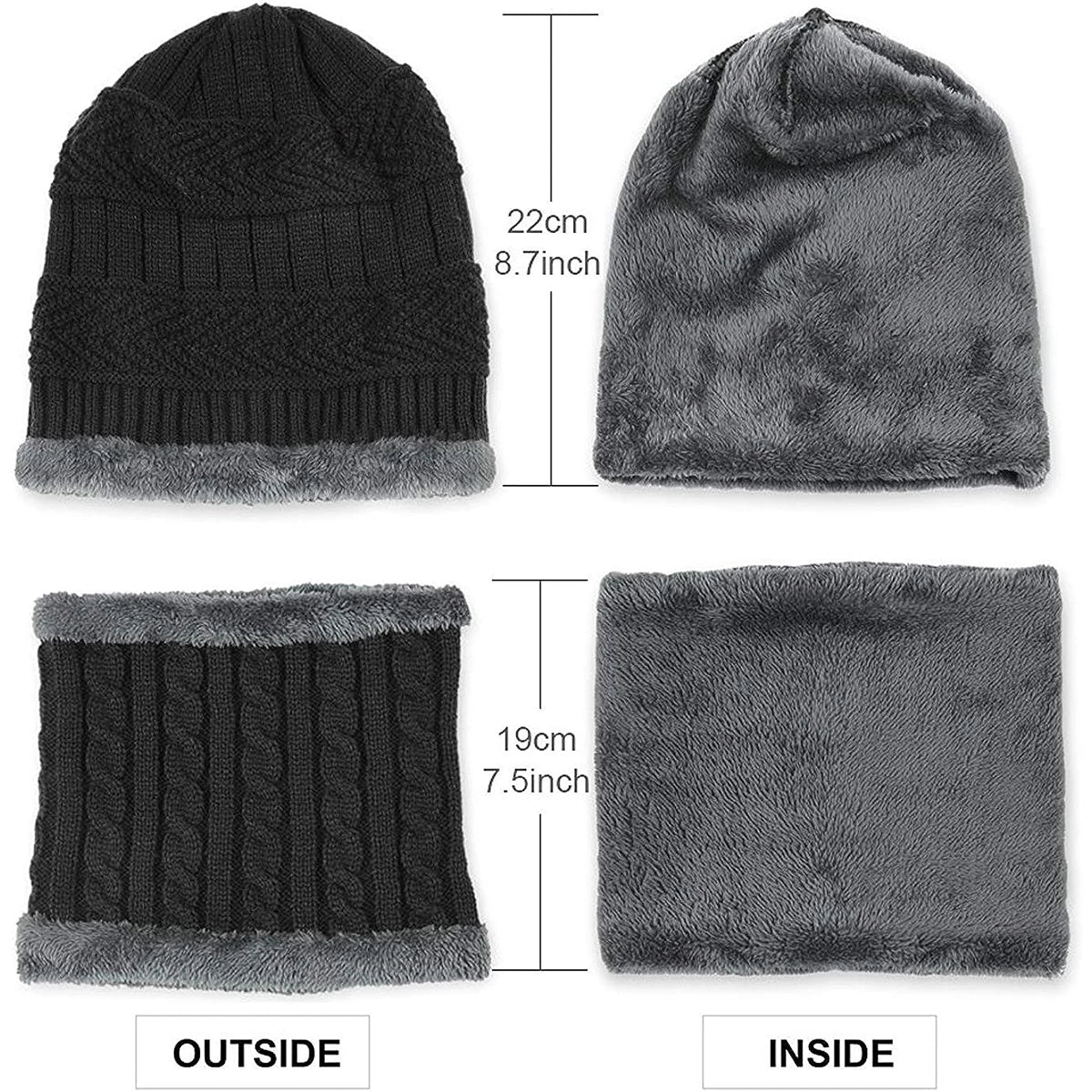 Kids Knitted Hat Scarf Set for 4-6 Years Unisex Polyester