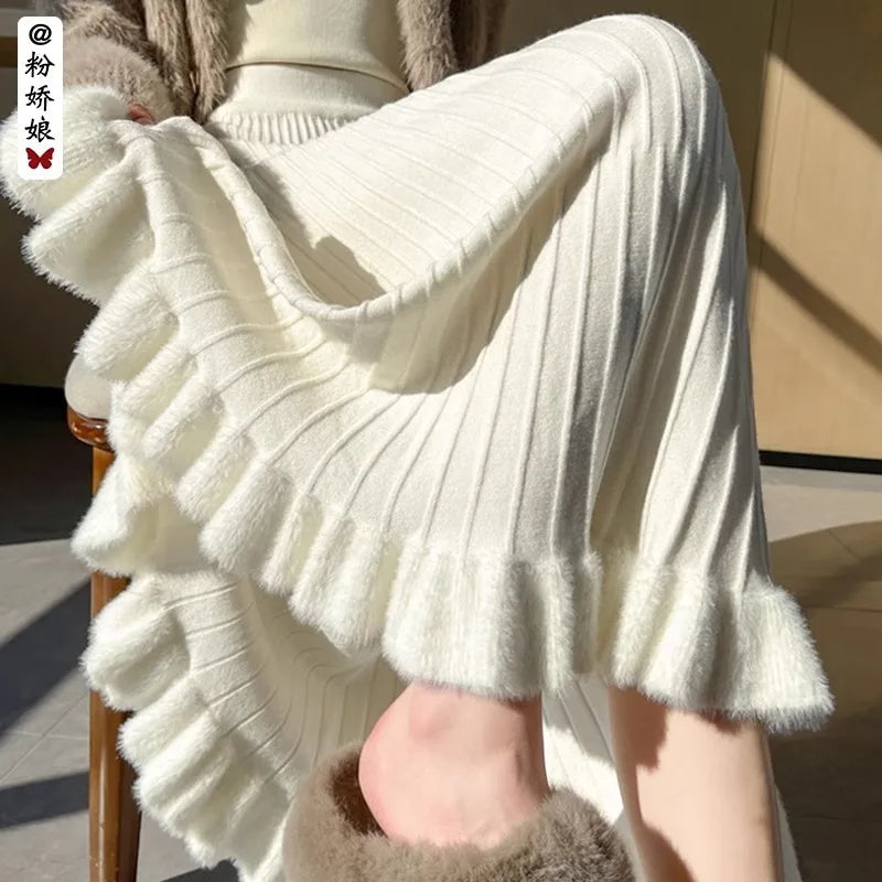 Elegant High Waist A-Line Skirt for Women in Polyester