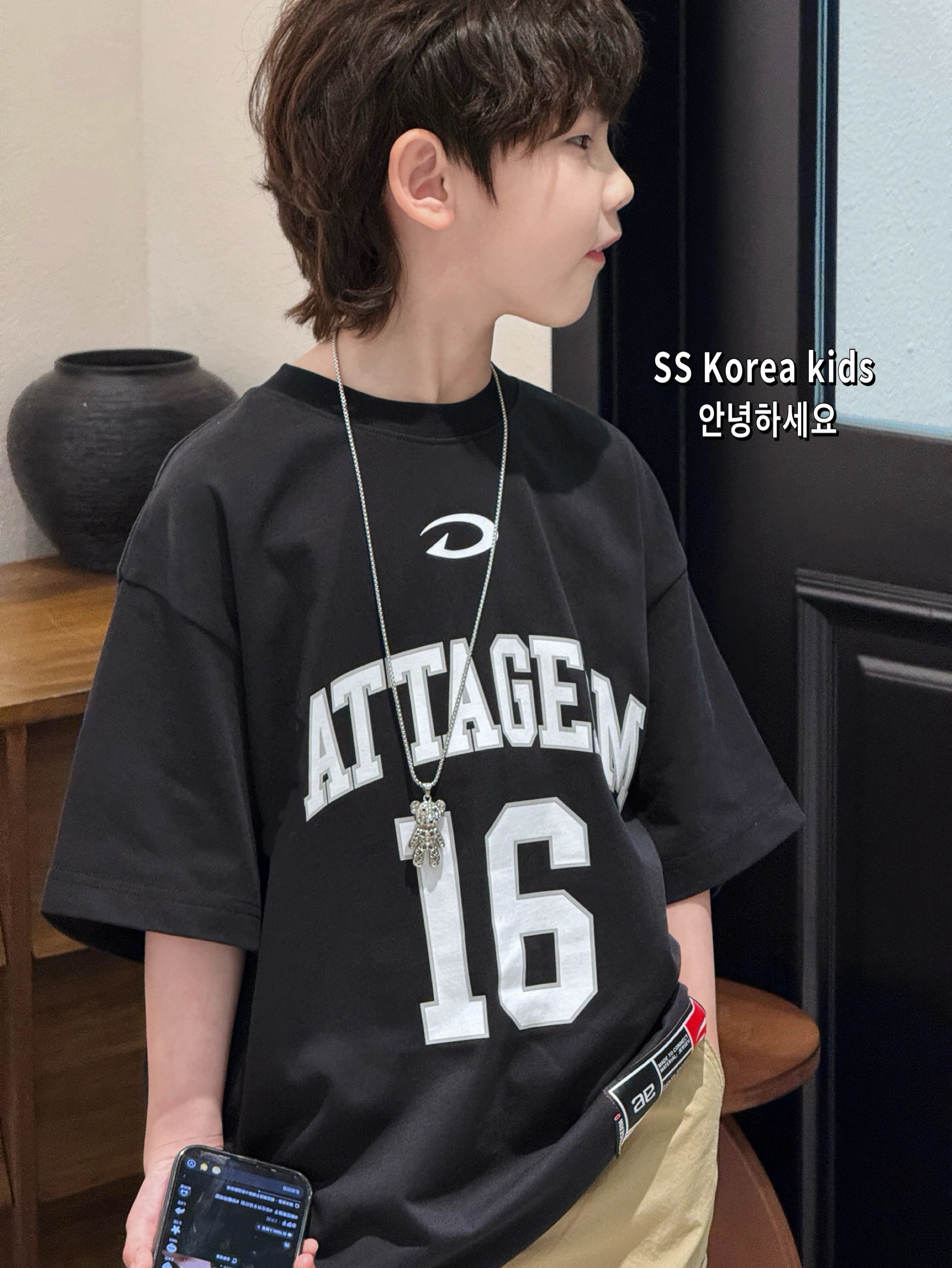 Boys' Short Sleeve T-Shirt in Pure Cotton for Spring Summer