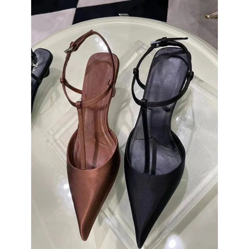 UETEEY Women's Pointed Toe Low Heel Sandals for Dress