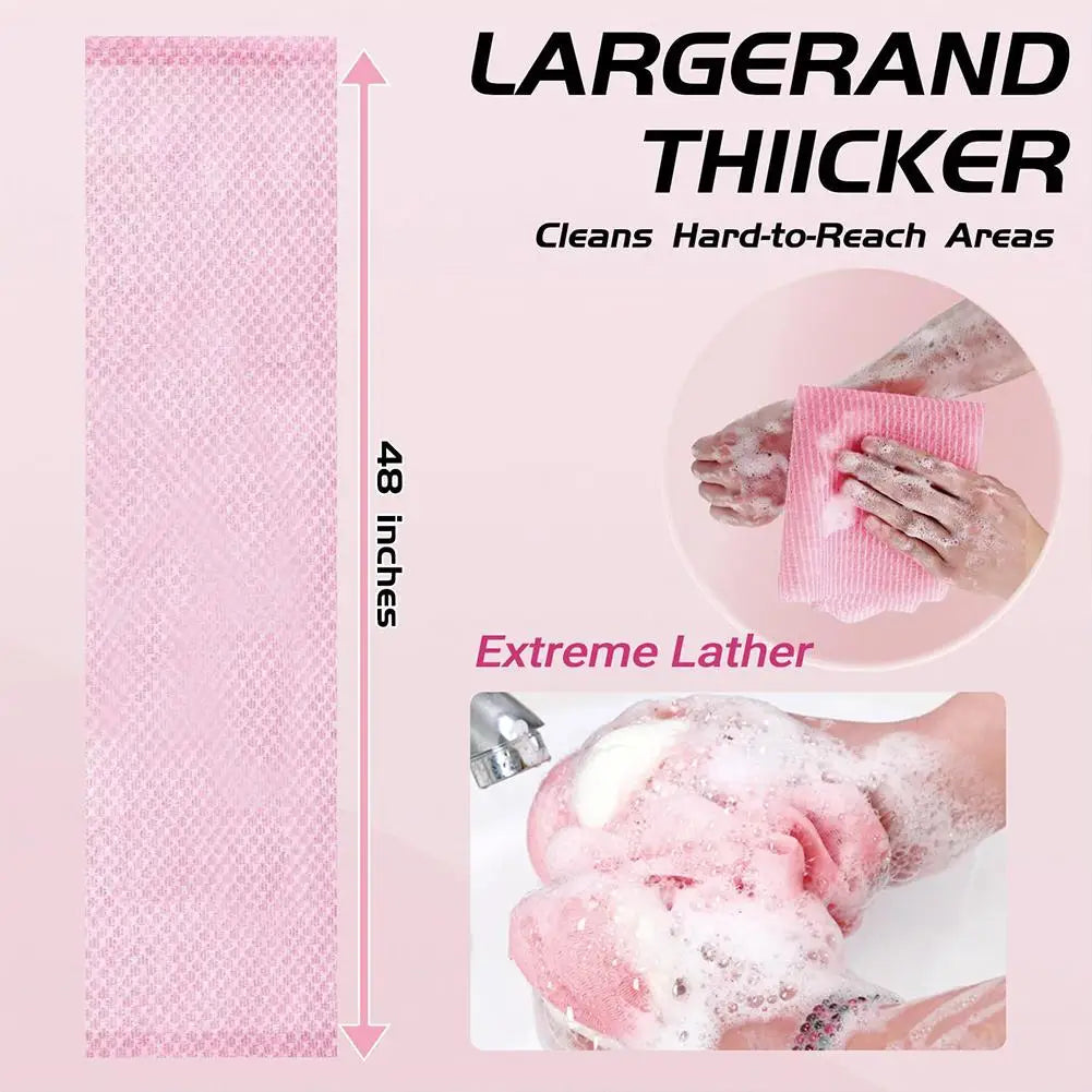 Exfoliating Bath Towel for Deep Cleansing in Black and Pink