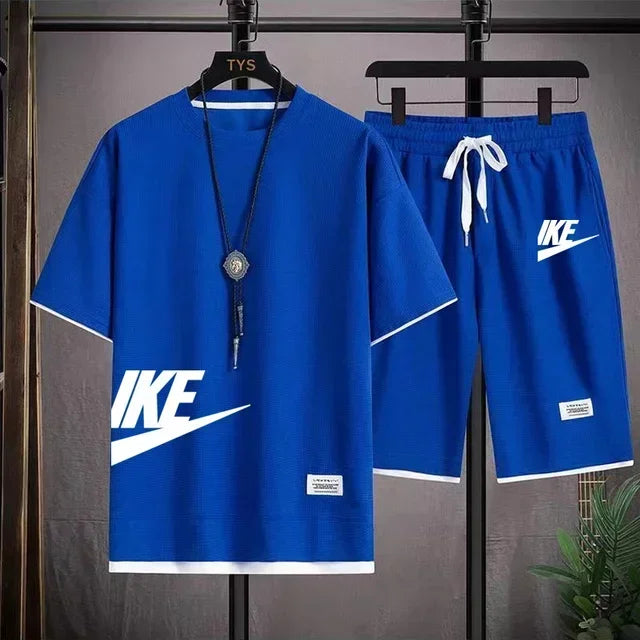 Men's Casual Sportswear Set with Short-Sleeved T-Shirt and Shorts