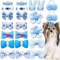 Elegant Handmade Blue Puppy Hair Bows for Stylish Dogs