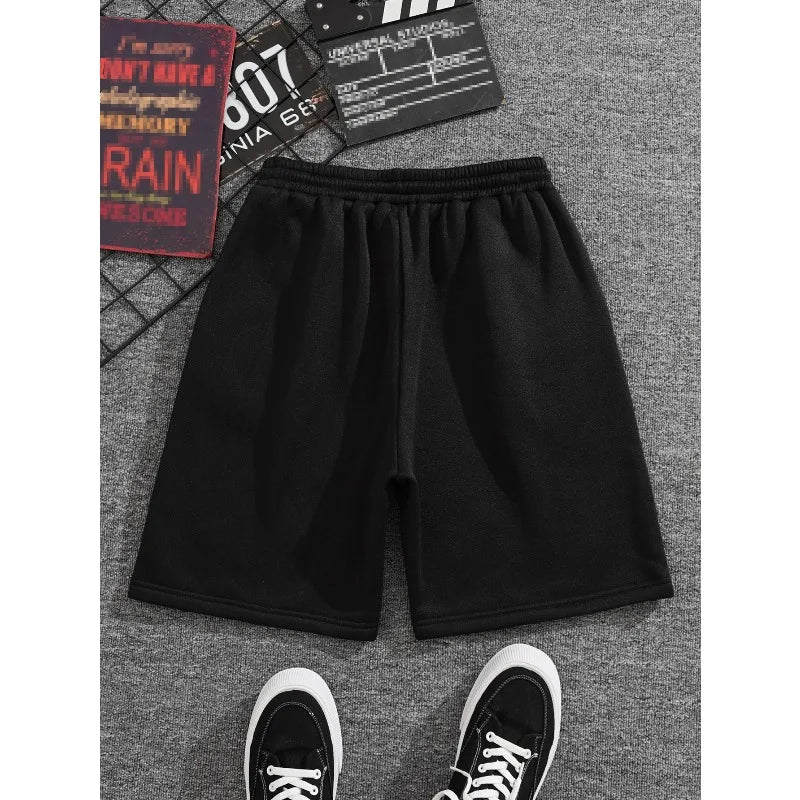 Men's Casual Black and White Shorts for Spring and Summer