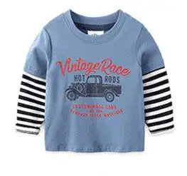Boys Cartoon Long Sleeve T-Shirt in Color Patchwork