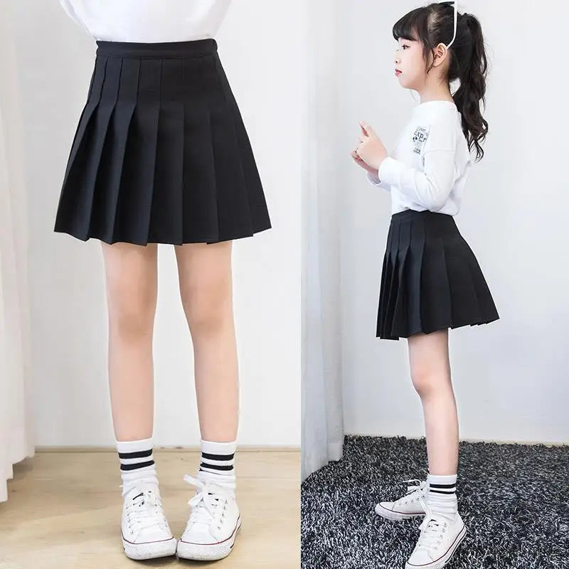 Vintage Plaid Pleated Skirt for Girls Ages 7-13
