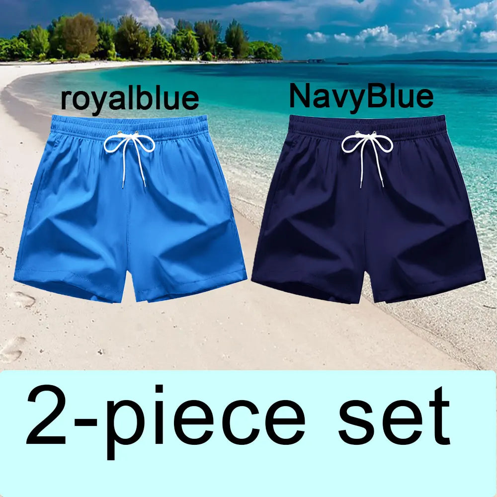 Men's Quick Dry Board Shorts with Pockets for Summer Beach