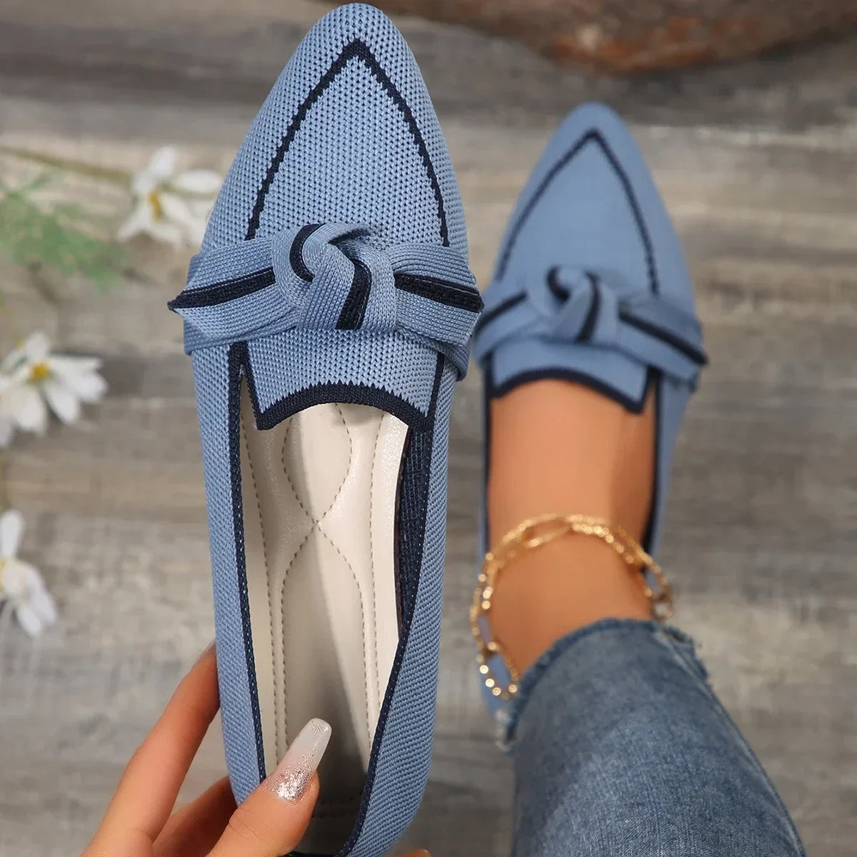 Knitted Slip-On Women Flats for Casual Spring and Autumn Wear