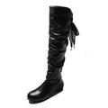 2024 Pleated Leather Knee High Boots for Women