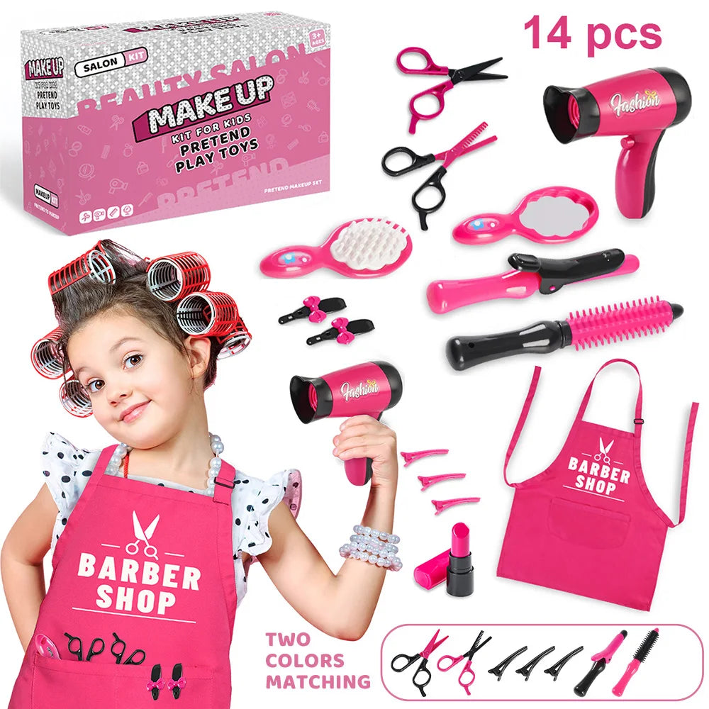 Girls' Play Hairdresser Kit with Accessories and Apron Set