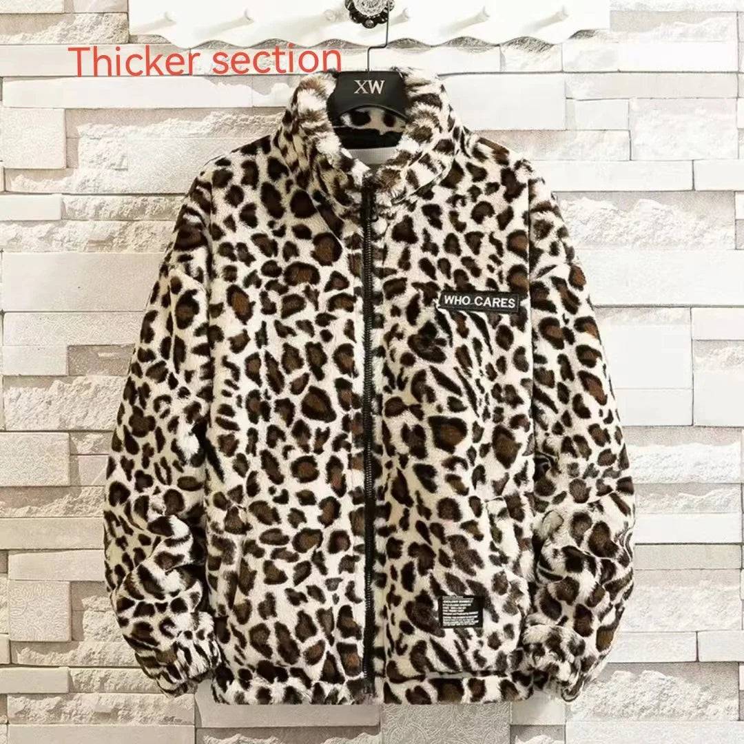 2025 Fall/winter Leopard Print Jacket Loose and Comfortable Cotton-padded Jacket Fashion Men's and Women's Autumn Warm Jacket