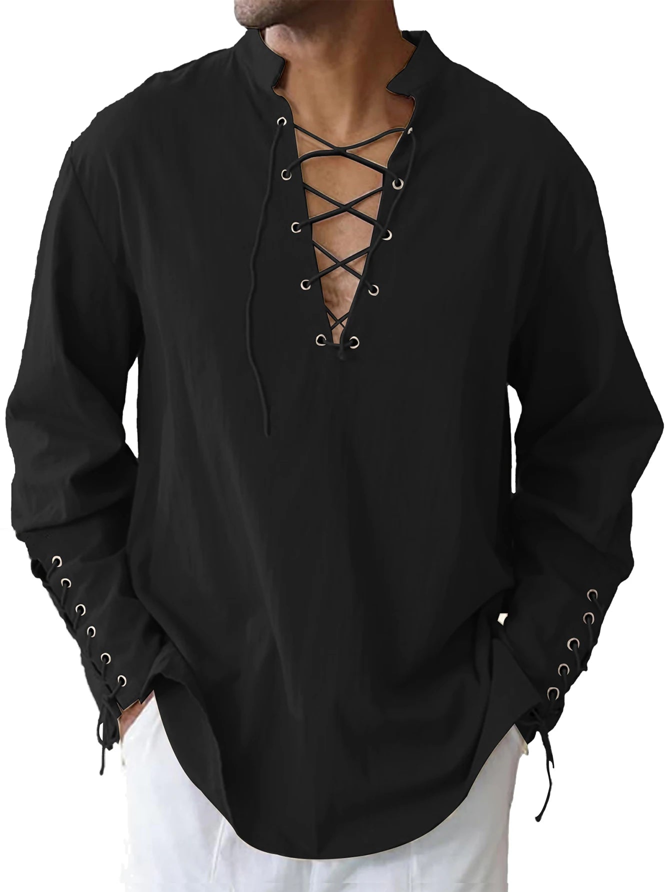 Men's Medieval Viking shirt Renaissance Shirt Pirate Men's Long-Sleeved Halloween Cosplay Costume, Daily Casual Shirt
