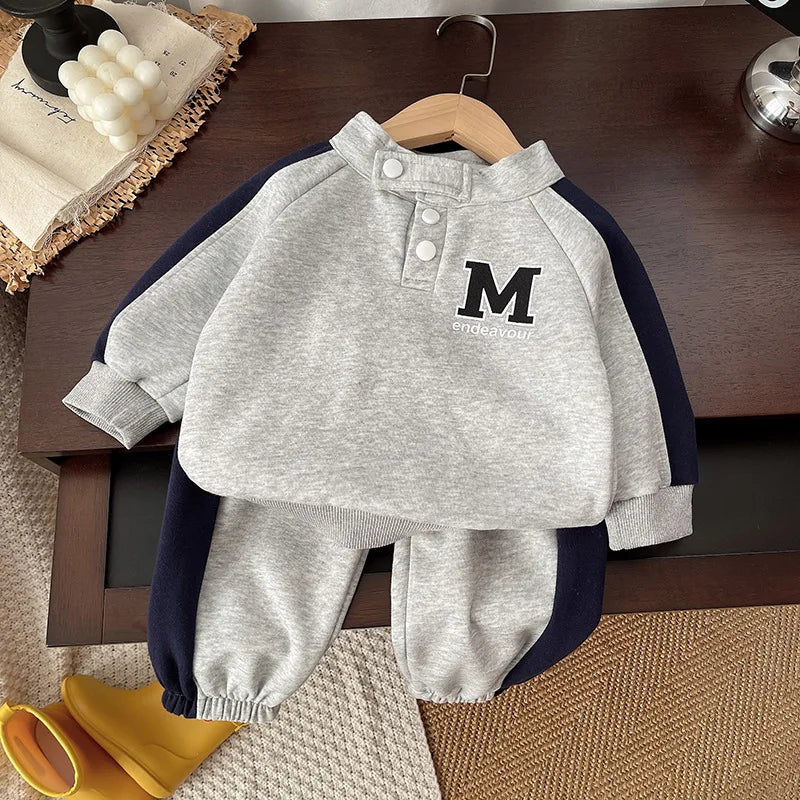 Boys Long Sleeve Turtleneck Sweatshirt Set for Spring Autumn