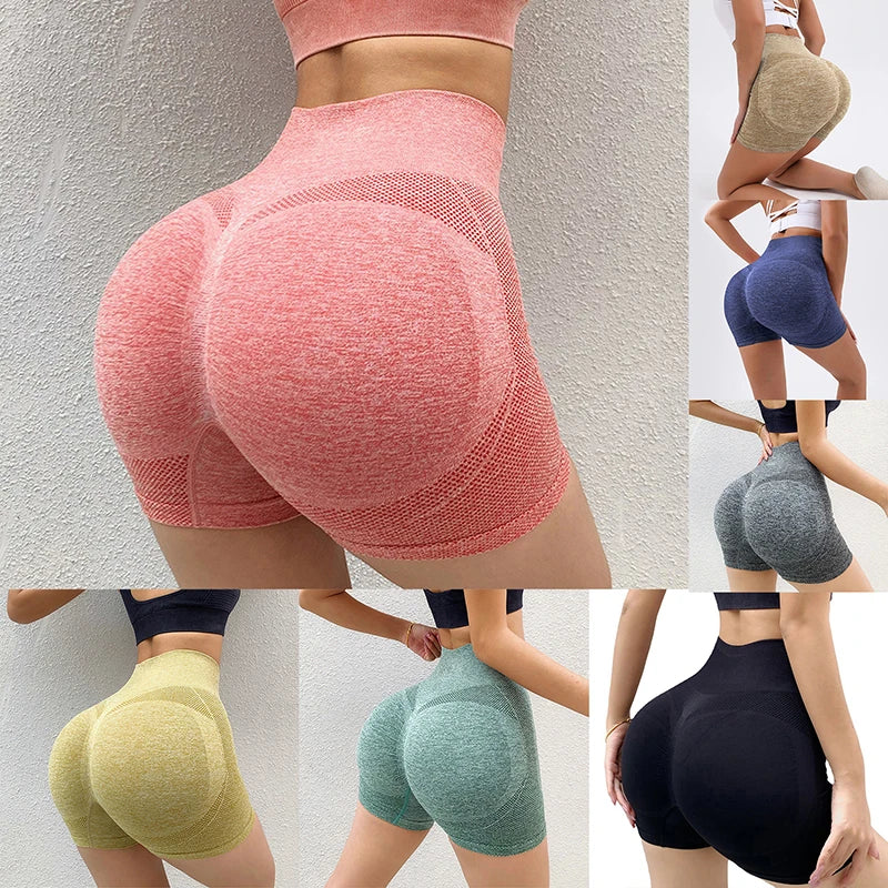High Waist Push Up Gym Shorts for Women in Breathable Polyester