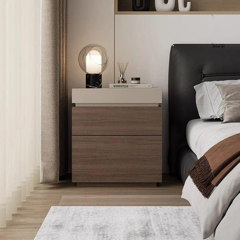 Solid Wood Nightstand with Hidden Compartment in Modern Style