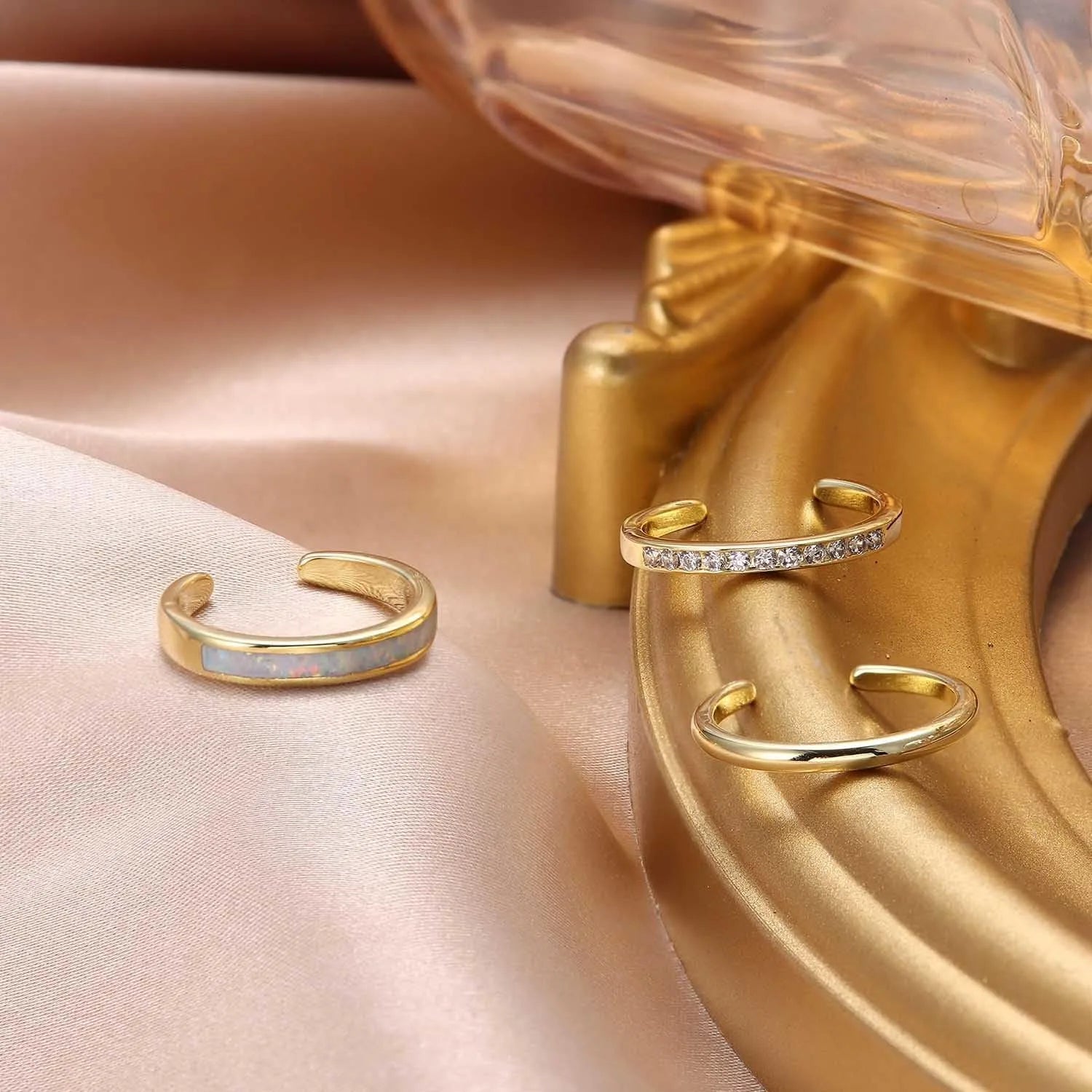 Bobisty Adjustable 14K Gold Plated Toe Rings for Women
