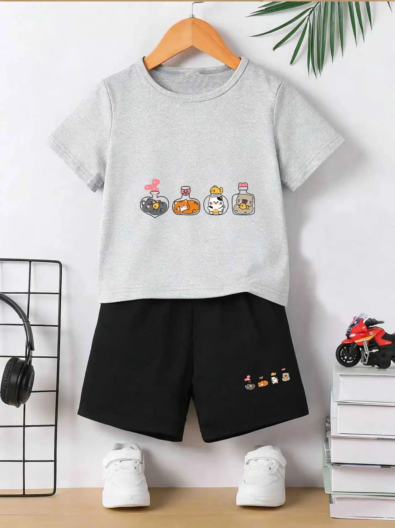 Boys Cute-Pet Print Casual Summer 2-Piece Outfit Set