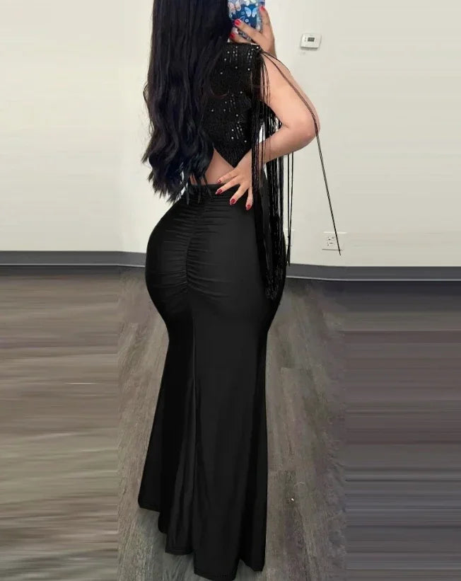 Glamorous Bodycon Evening Dress for Women in Polyester