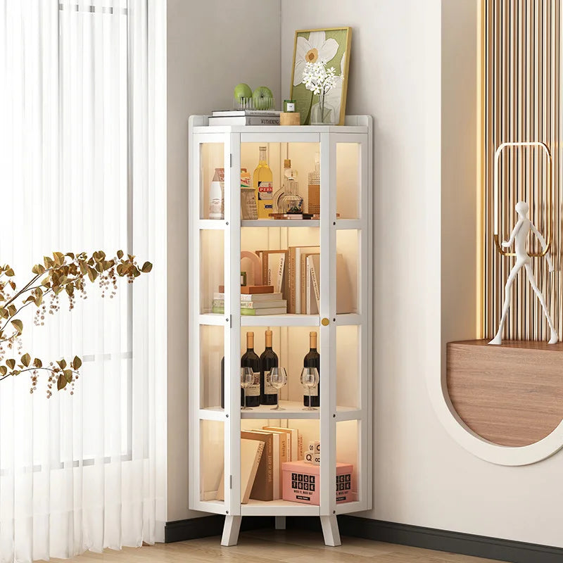 Modern Bamboo Corner Cabinet for Living Room Storage
