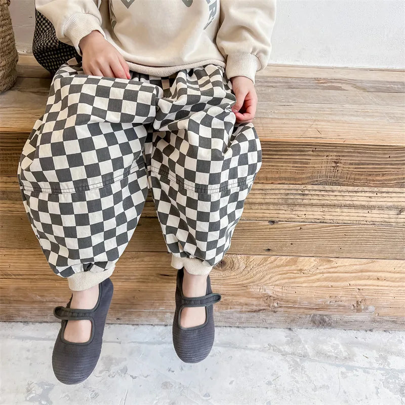 LILIGIRL Plaid Harem Pants for Boys and Girls 1-7 Years