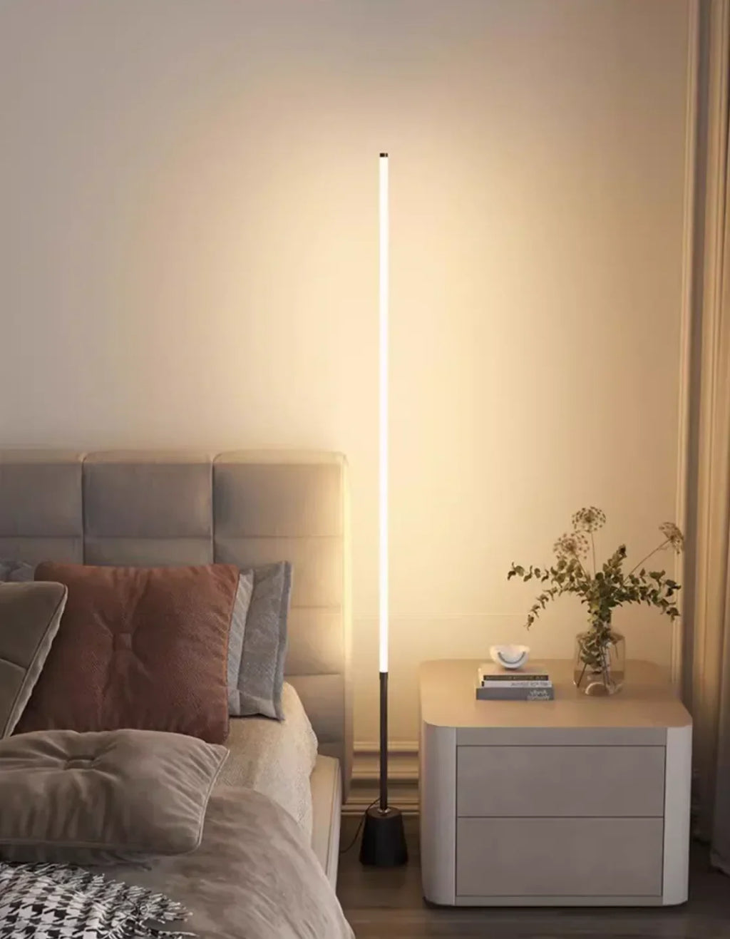 Dimmable LED Corner Floor Lamp with Remote Control for Study