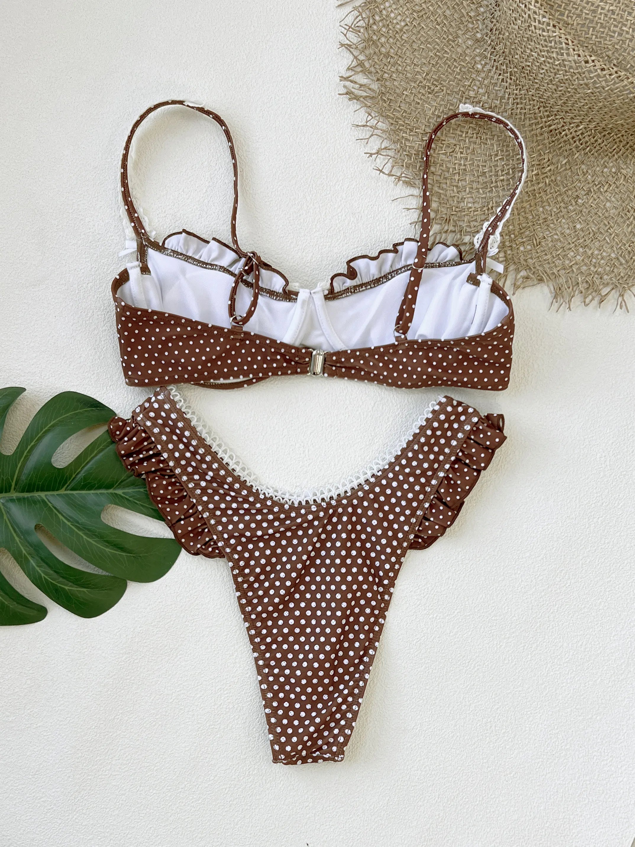 Sexy Dot Print Low Waist Bikini Set for Women
