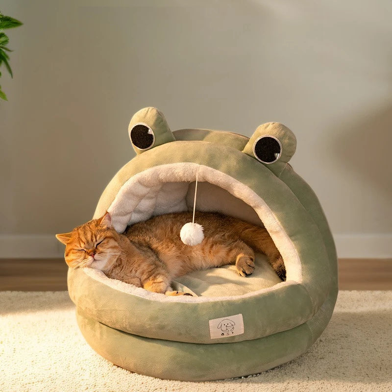 Cozy Plush Pet Cave Bed for Cats and Small Dogs