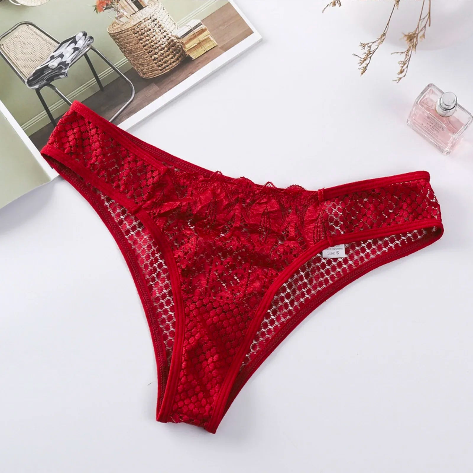 Lace Mesh Hook Briefs for Women Low Waist Seamless Underpants