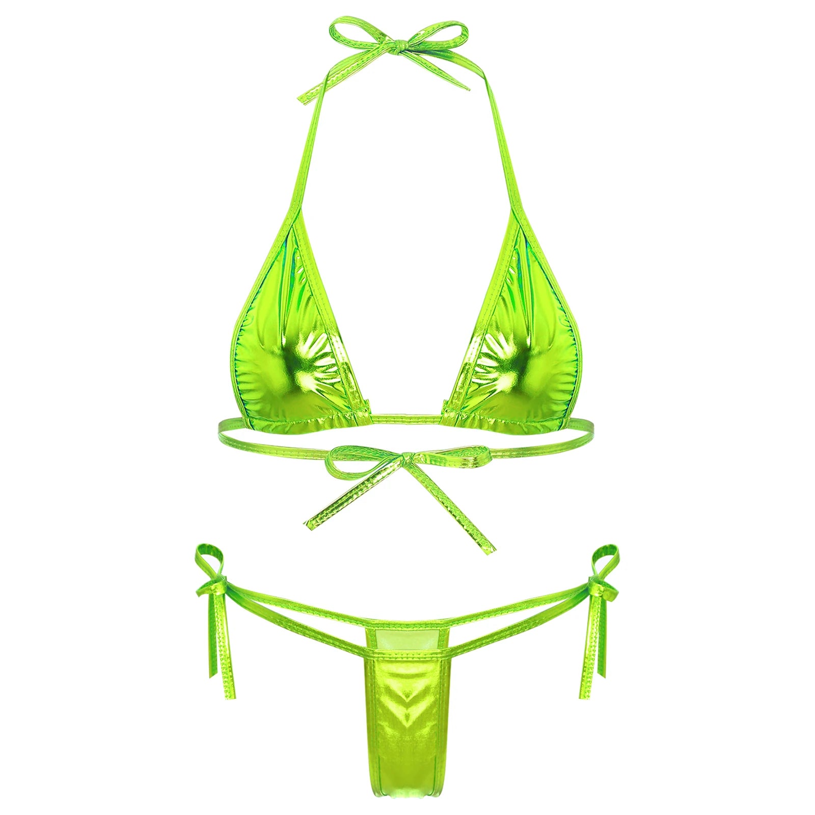 Metallic Shiny Brazilian Micro Bikini Set for Women