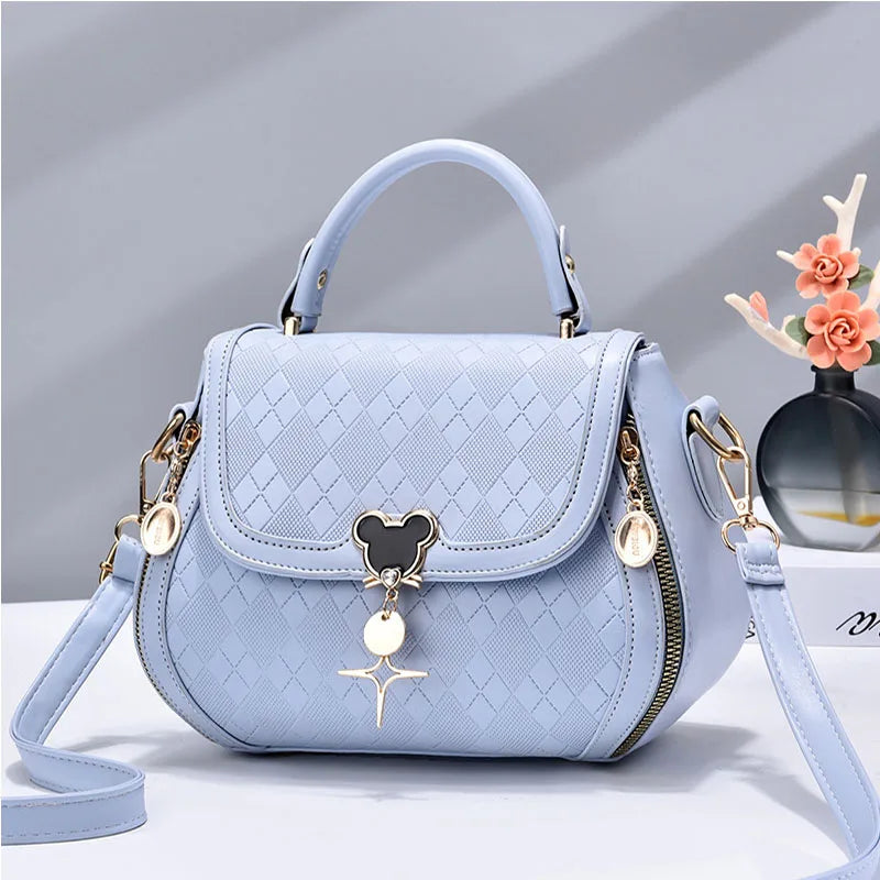 Luxury Genuine Leather Women's Bow Bucket Tote Handbag