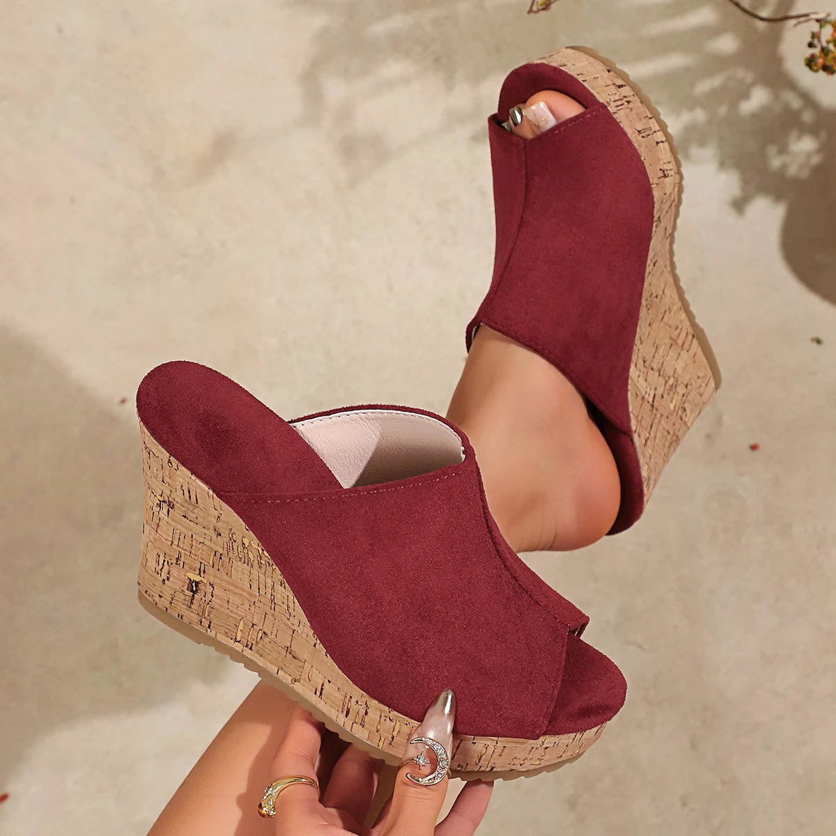 High Heel Open-Toe Wedge Sandals for Women in Retro Style